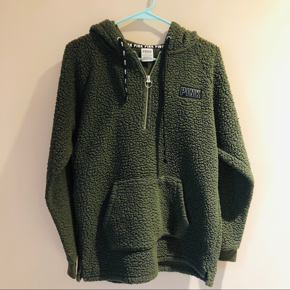 PINK sherpa green hoodie!